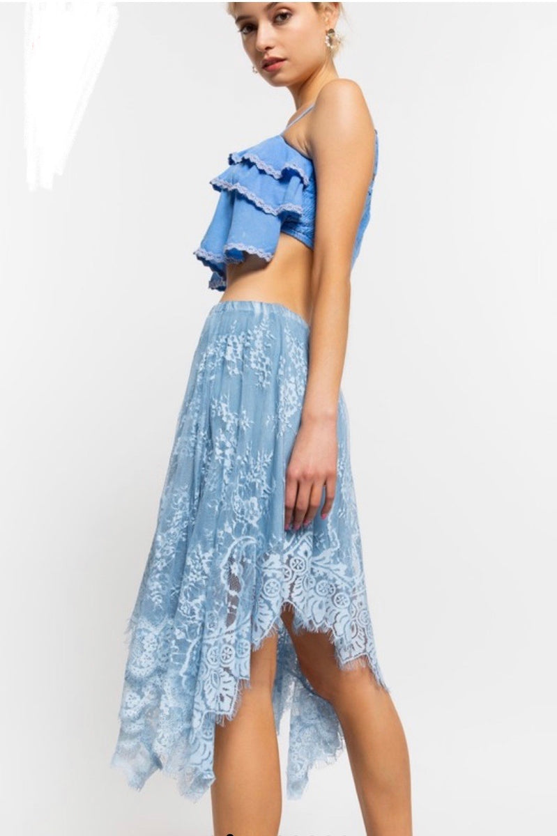 blue high low skirts