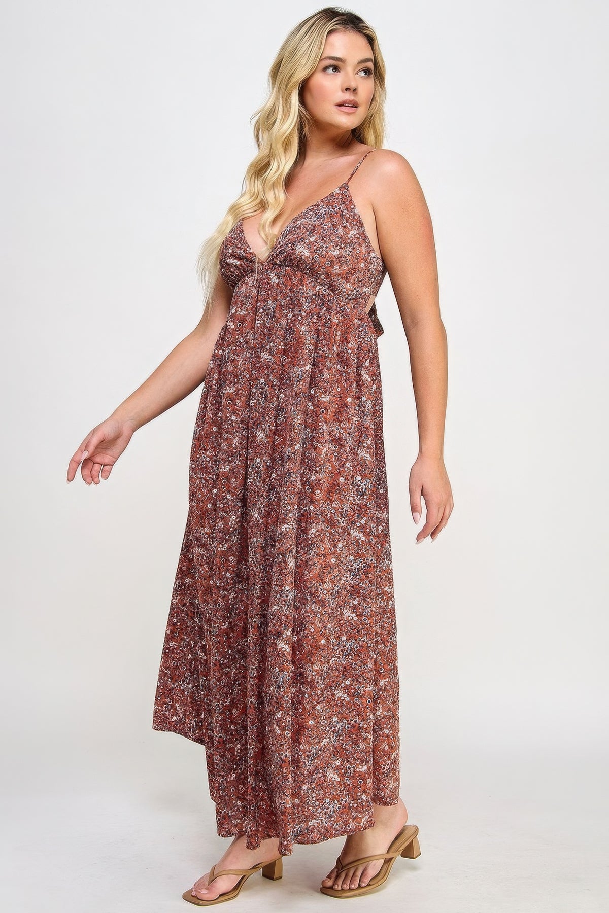 Floral Maxi Dress With Tie Back