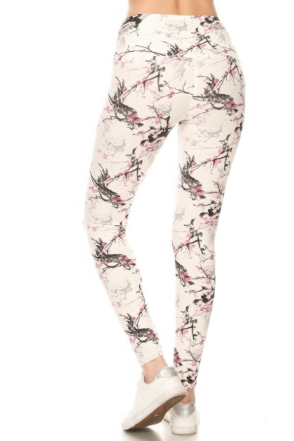 5-inch Long Yoga Style Banded Lined Floral Printed Knit Legging